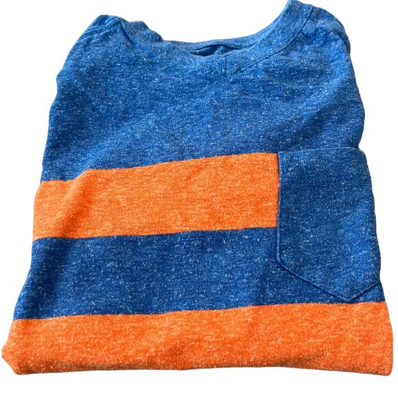 WONDER NATION SHORT SLEEVE T-SHIRT, BOYS, S (6-7), BLUE & ORANGE STRIPES - Picture 3 of 9